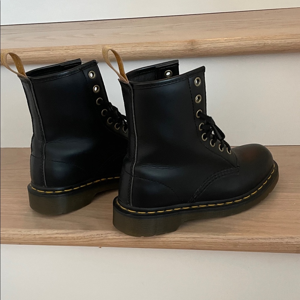 Dr. Martens Vegan Leather 8-Eye Boots with Yellow Stitching